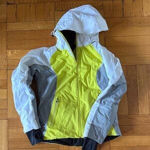KJUS Yellow and White Hooded Ski Jacket size S (38)